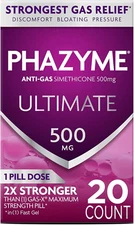 Phazyme Ultimate Gas Bloating Relief Works in Minutes 500 Mg Simethicone Fast Ge