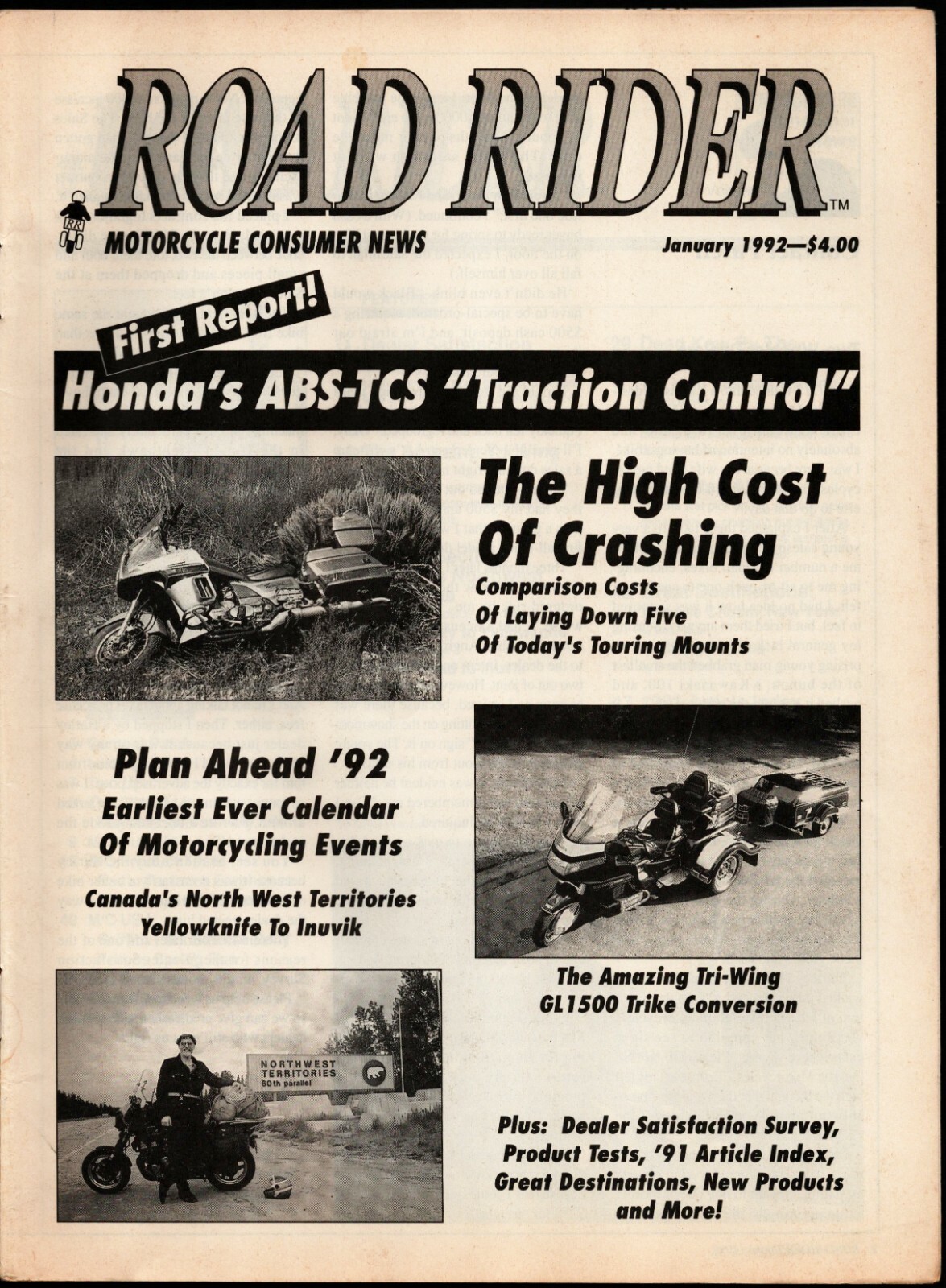 JANUARY 1992 MOTORCYCLE CONSUMER NEWS MAGAZINE, HONDA GL1500 TRIKE eBay