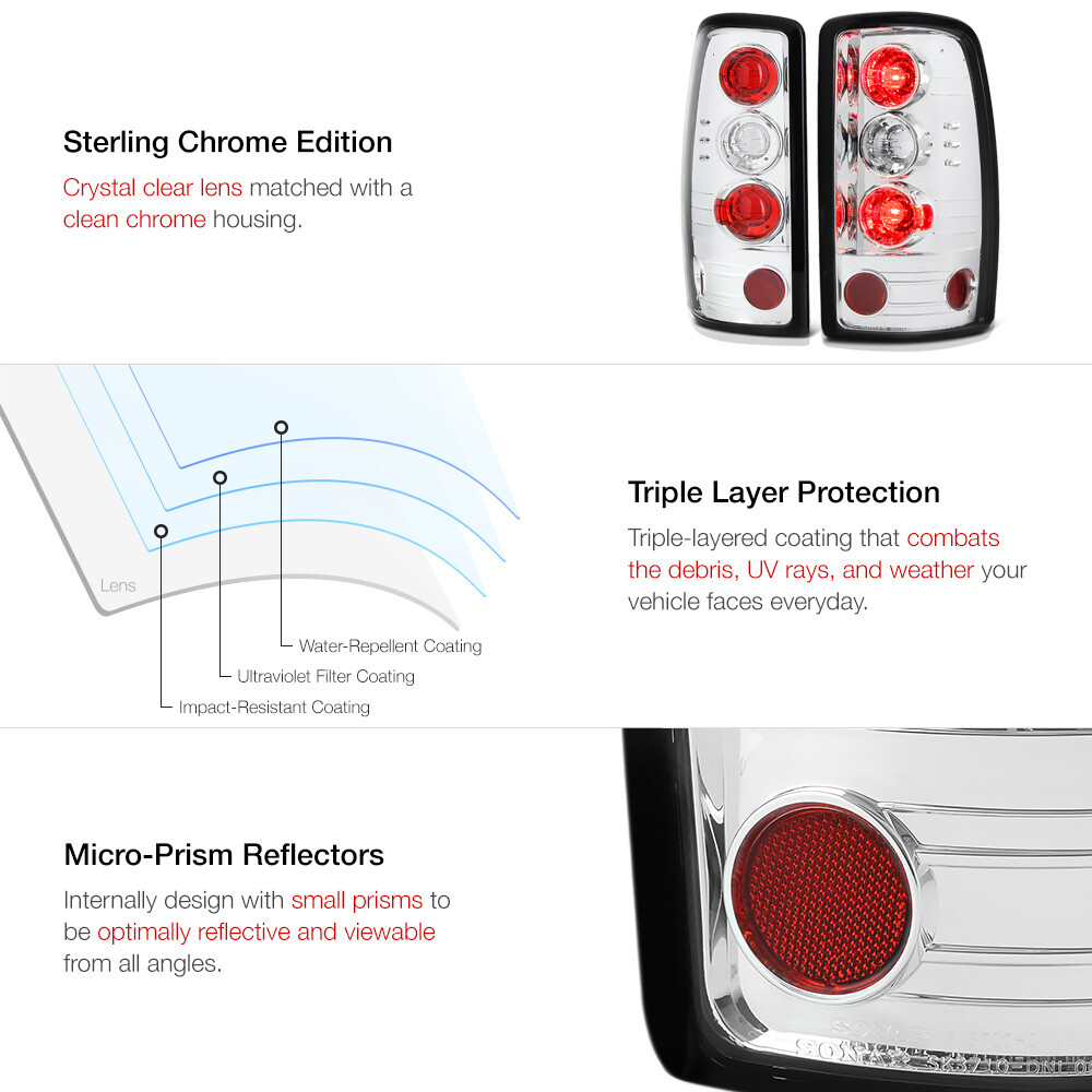 For 0006 Chevy Suburban Tahoe GMC Yukon Denali Chrome Red Barn Door