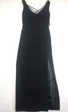 JBD By Jump Vintage Black V Neck String Back Side Split Party Cocktail Dress 12