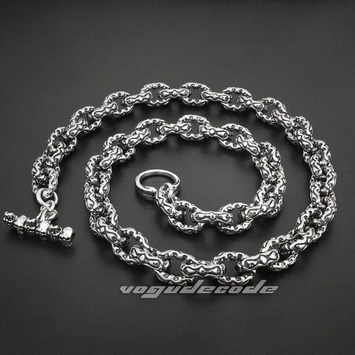 Collar cadena de acero inoxidable 316L doble corazón para hombres niños motociclista 5S003ND 18"~36" - Imagen 8 de 17
