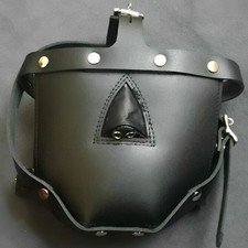 Genuine Leather Bondage Padded Face Muzzle BDSM Locking Head Harness Strap