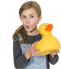 Jumbo Yellow Rubber Ducky  10.5" Makes Noise When Squeezed Has Open Beak