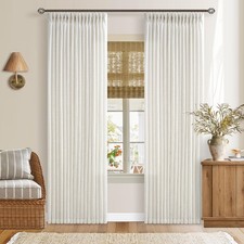 Pinch Pleated 90 Inch Linen Curtains 2 50"W x 90"L Pack of 2 , Natural