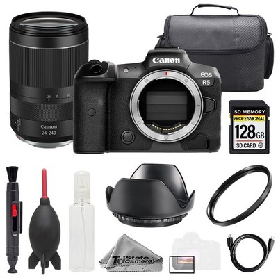 Canon EOS R5 + RF 24-240mm f/4-6.3 IS USM Lens +128GB+ Bag+ UV Filter- Basic Kit