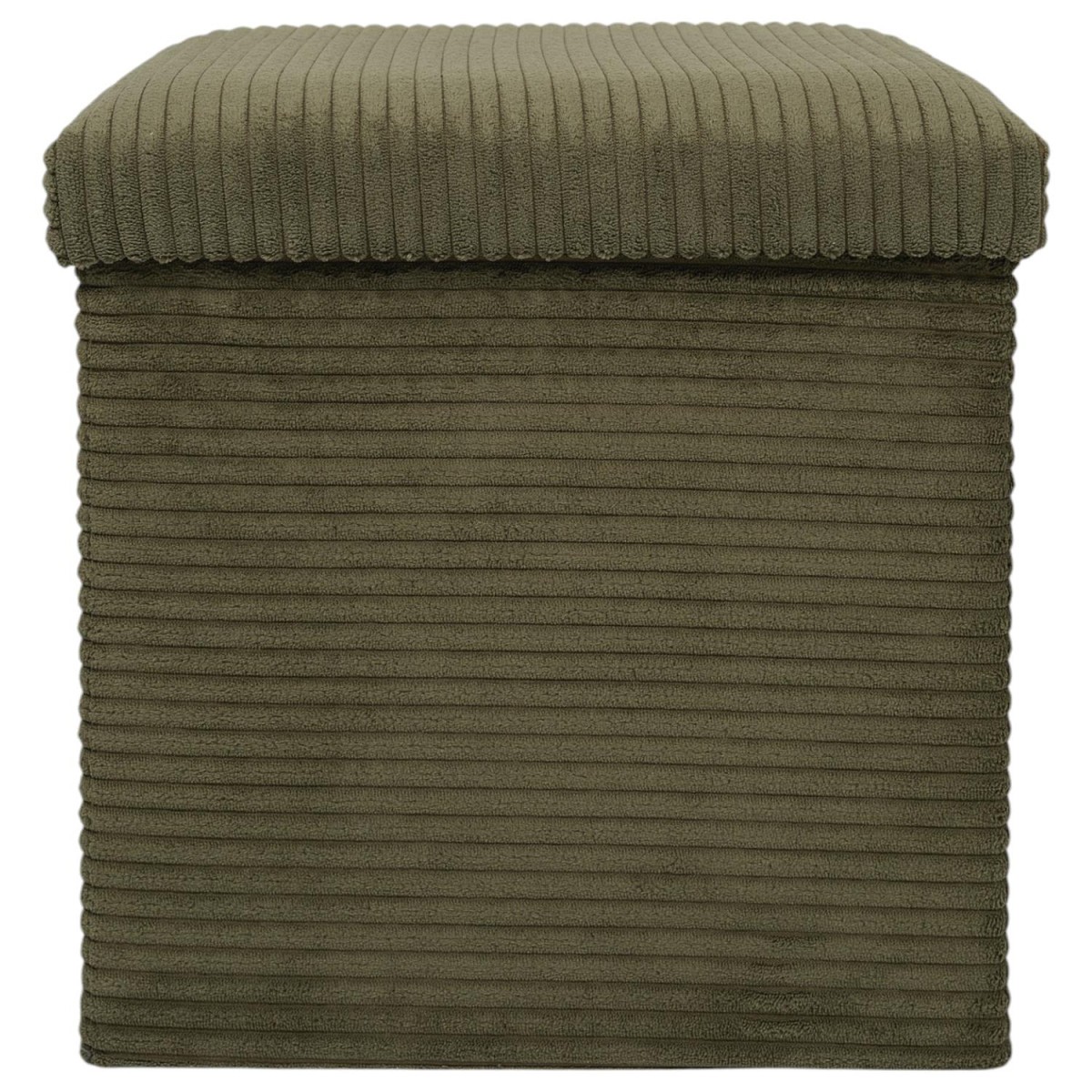 Pouf coffre Scott 38cm en velours côtelé vert émeraude