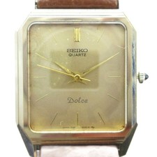 SEIKO 7731 5050 Dolce Watch Quartz Leather Belt Square Gold Color From Japan