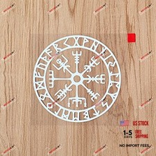 6" White Vegvisir Runic Compass Decal Sticker - Odin Norse Vinyl