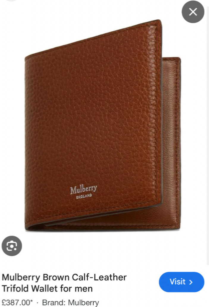 Mulberry mens brown leather wallet