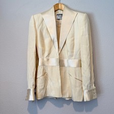 Richard Tyler Vintage Cream Tuxedo Blazer Satin Trim Made in USA Size 4