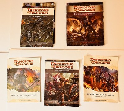 D&D 4E Adventure Modules Set ( Harkenworld, Thunderspire, Stonefang, Shadowfell)