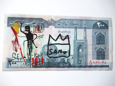m) J.M. BASQUIAT: BANKNOTE HANDSIGNIERT, mit USPS-St. 11.2.1987, mit ZERTIFIKAT