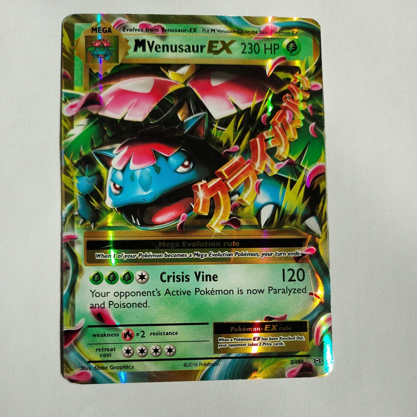 Pokemon TCG M Venusaur EX 2/108 Evolutions Holo LP Card 2016