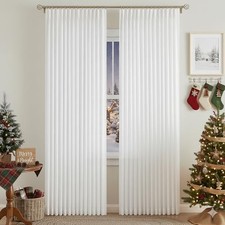 White Pinch Pleated Semi Sheer Curtains 40"W x 90"L Pack of 2 White/Pinch