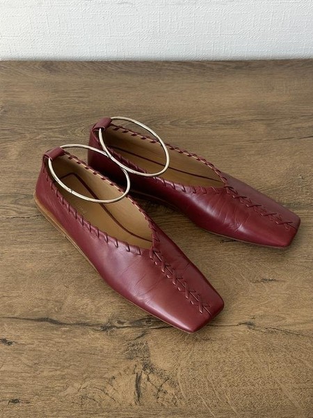 Women Jil Sander Heels Burgundy Leather 41