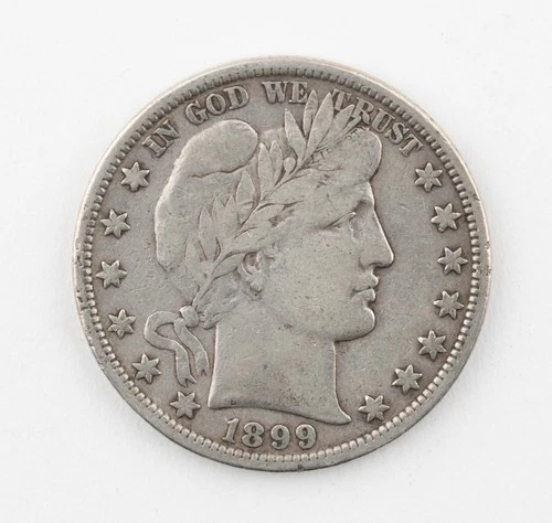 1899 Barber Half Dollar Choice Fine F US Silver Coin - 927b