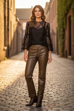 Vintage Gap Real Leather Bootcut Pants Women 10 Dark Green Western Cowgirl Grung