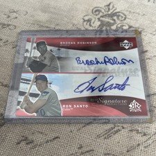 2005 UD Reflections Dual Autograph Brooks Robinson Ron Santo Red HOF SP /99 Cubs