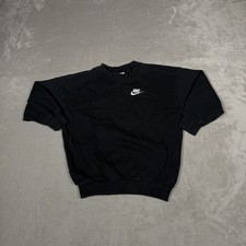 Nike Sweatshirt Boys Large Black Club Fleece Crewneck Embroidered Swoosh Logo
