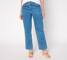 Susan Graver Regular Ankle Length Trouser Jean Medium Wash 8 New