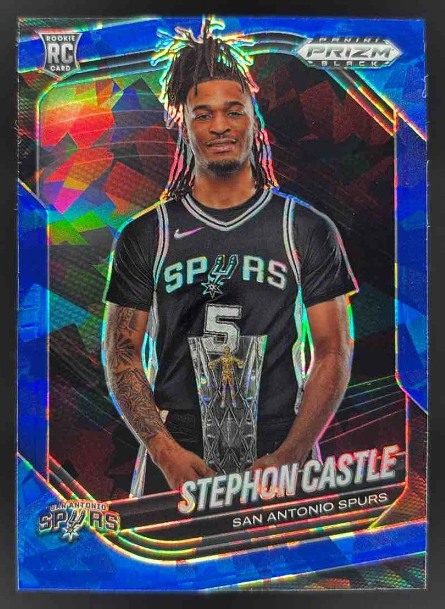 2024-25 Panini Prizm Black Blue Ice Prizms #96 Stephon Castle RC /125