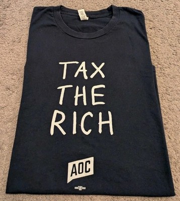 Tax The Rich AOC Alexandria Ocasio-Cortez T-Shirt Union Made in USA Men's XL