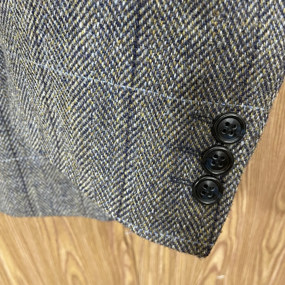 Abrigo deportivo Haggar para hombre 46R marrón multicolor a cuadros pura lana tweed doble ventilación Foto 3 de 4