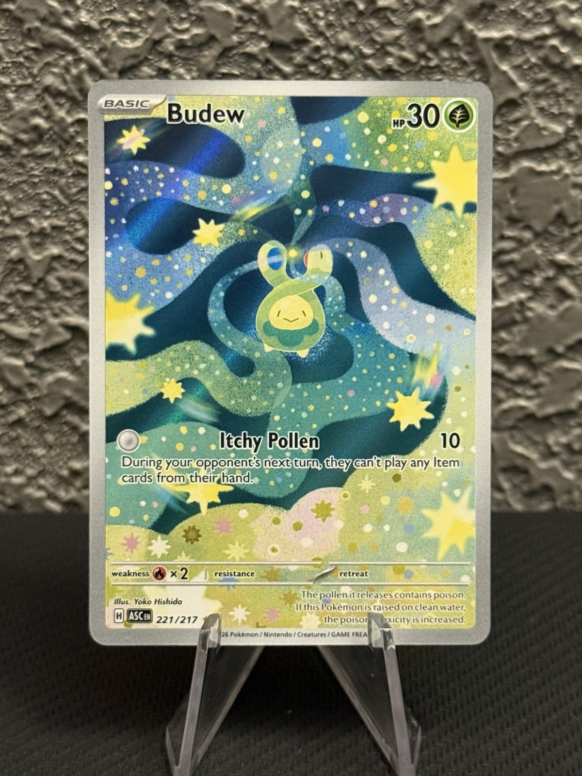 Budew 221/217 Me: Ascended Heroes Holo Illustration Rare Pokémon TCG