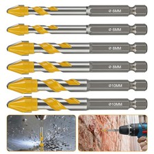 6x Carbide Tungsten Tile Drill Bit 6-10mm for Ceramic Concrete Glass Wood Marble