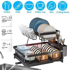 Kitchen Dish Cup Drying Rack Utensil Drainer Dryer Tray Cutlery Holder Organizer