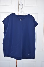 Jaanuu Women's XL Aris Oversize Scrub Top Cap sleeve Navy Blue Side Pockets