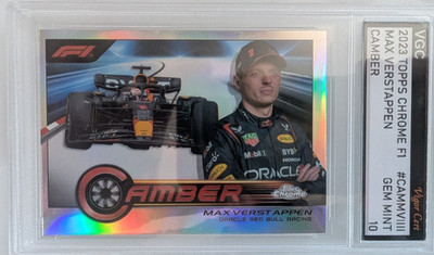 Topps Chrome F1  Max Verstappen Red Bull Racing Camber 2023 Gem Mint 10