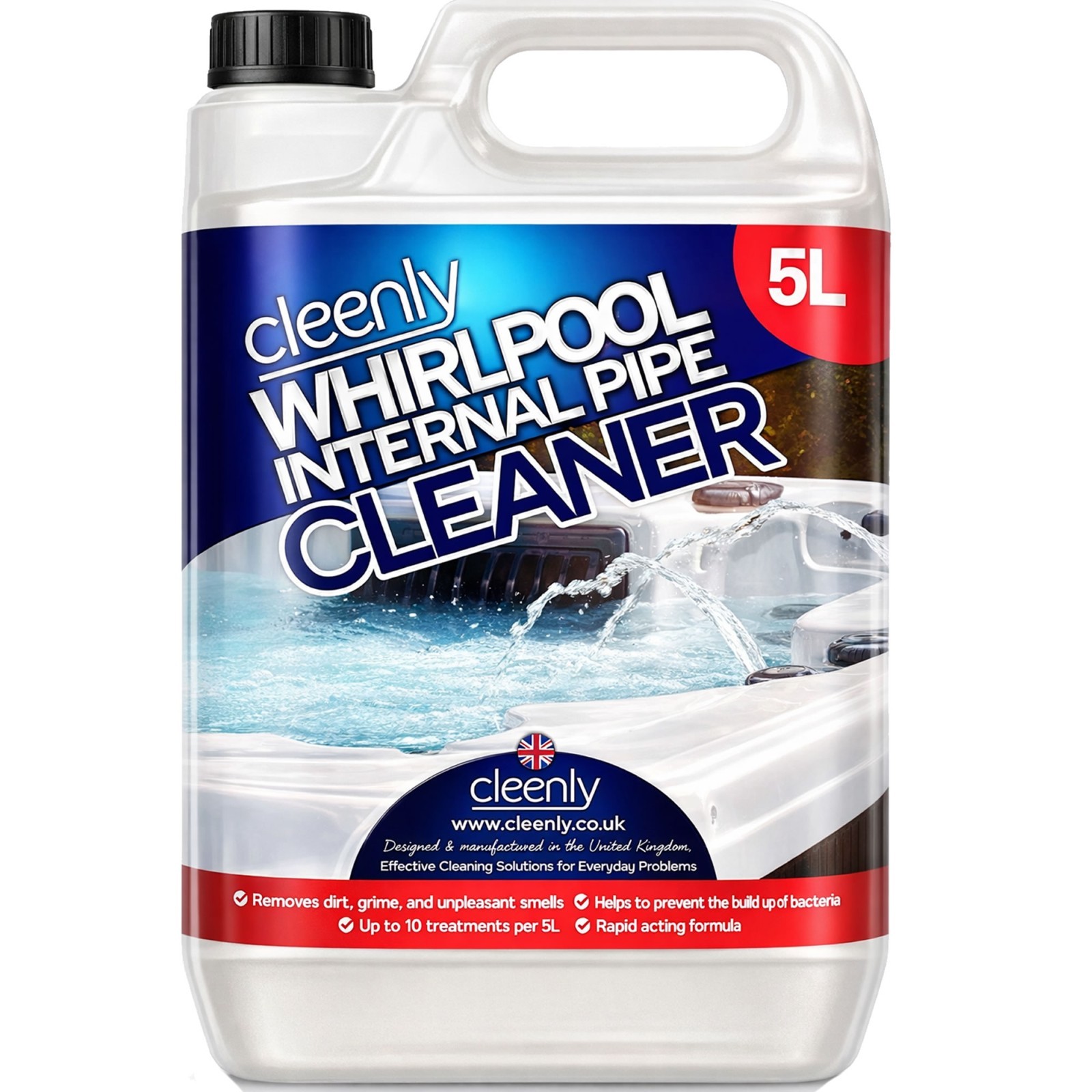 Cleenly Hygienic Whirlpool and Hot Tub Spa Bath Internal Pipe Cleaner 1 x 5L