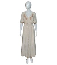 Baltic Born Luz Embroidered Maxi Dress In Natural Size Small