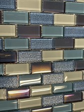 4 ft.  1  x 2  pool waterline mosaic tile 1  x 2  Artistry mosaic blue blend