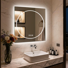 Anti-fog Rectangle LED Bathroom Mirror Dual Lights Vanity Mirror Shatter-proof
