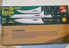 New Knife Set 25 Piece Ronco Showtime Six Star Plus W/Scissors & Sharpener T69JJ