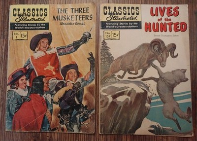 VTG Classics Illustrated  Lives of the Hunted & The Three Musketeers Comic Books