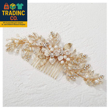 Handmade Wedding Hair Comb Clip Rhinestone Bridal Hair Comb Piece, Gold Hair Acc