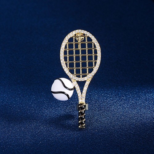 Rhinestone Tennis Racket Brooch Alloy Gold Brooch Decoration