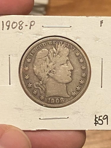 1908 P Barber Head Silver Half Dollar 90% Silver Great Condition!