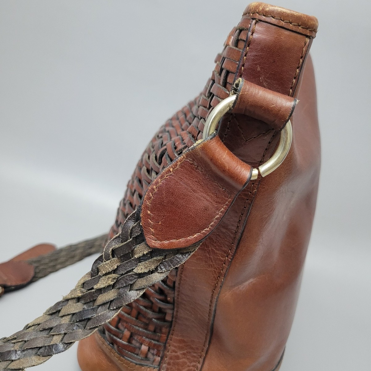 Vintage Woven Etienne Aigner Brown Leather Shoulder Purse  display picture 2