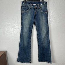 True Religion Womens Low Rise Flare Wide Jeans Made in USA Size 26 Flap Pockets