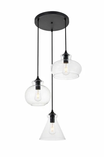Elegant Lighting LD2247 Destry 3 Light 19"W Multi Light Pendant - Black - Picture 1 of 9