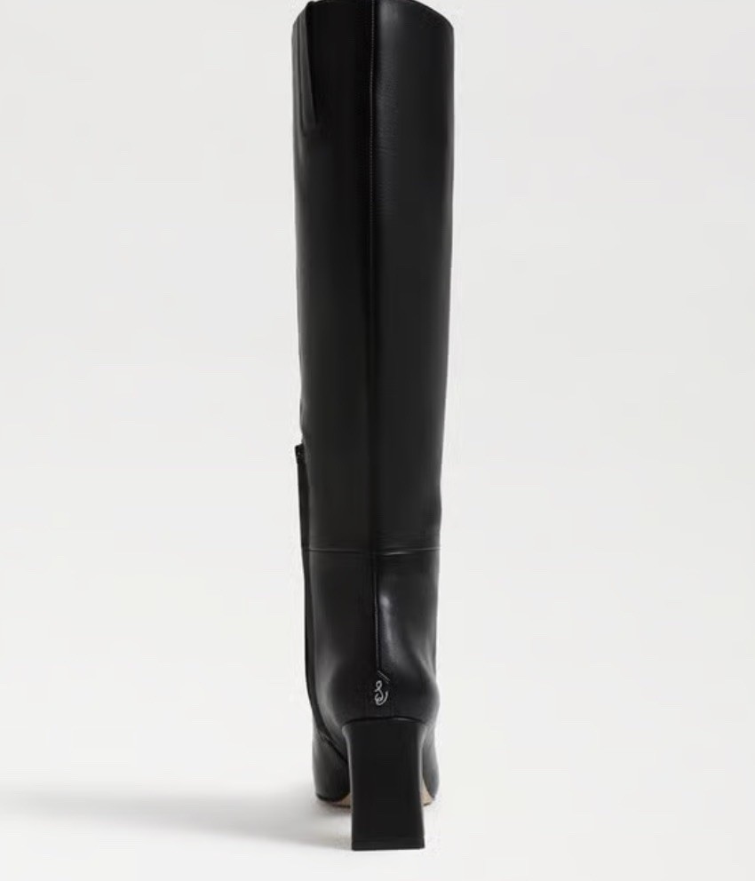 Women's Black knee-high boots block heel pointed toe side zip solid — image 7
