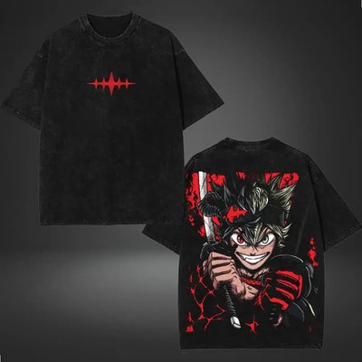 Anti Devil Warrior Anime Graphic Tee 2-Sided Cotton Short Sleeve Shirt