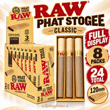 RAW Classic Phat Stogee 120mm Pre-Rolled Cones 3 Pack x 8 Display 24 Total