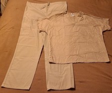 Women  s Scrub Set-Top  Bottom Medium Beige Tan UFO  Cherokee
