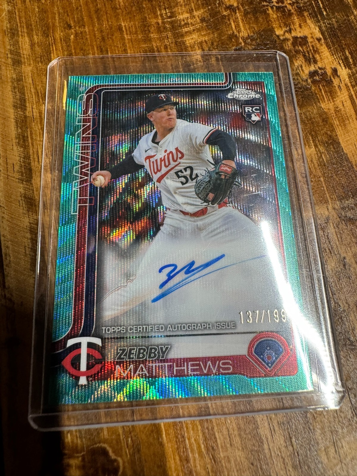 2025 Topps Chrome - Rookie Auto Zebby Matthews #RA-ZM Aqua Wave /199 (AU, RC)