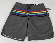NWT Old Navy Mens Large Gray Stripe 10" Board Shorts Surf Beach
